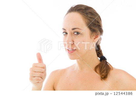 model isolated positive attitude thumbs up 12544386