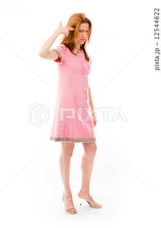 model isolated on plain background hand gesture gun 12544622