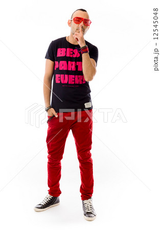 model isolated with finger on lips secret 12545048