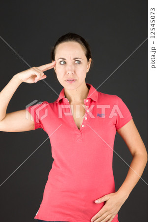model isolated on plain background hand gesture gun model isolated on plain background hand gesture gun 12545073