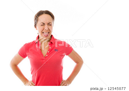 model isolated on plain background face sticking tongue out model isolated on plain background face sticking tongue out 12545077