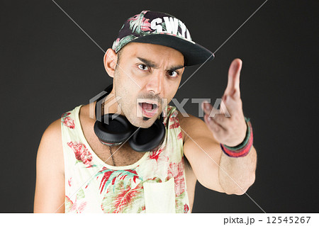 model isolated on plain background nagging scolding with finger model isolated on plain background nagging scolding with finger 12545267
