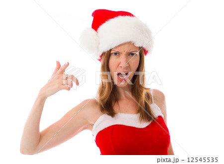 model isolated on plain background nagging scolding with finger 12545535