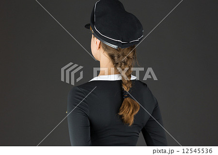 model isolated on plain background back looking behind model isolated on plain background back looking behind 12545536