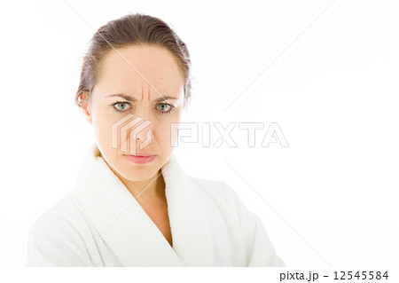 model isolated on plain background upset angry worried 12545584