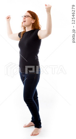 model isolated on plain background screaming 12546279