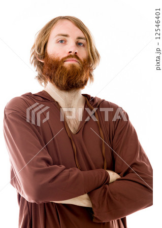 model isolated on plain background happy smiling arms crossed 12546401