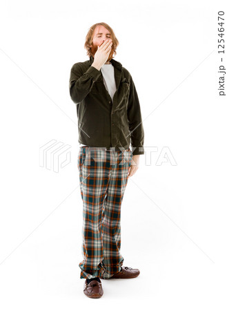 model isolated on plain background tired bored yawning model isolated on plain background tired bored yawning 12546470