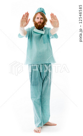model isolated on plain background stop sign with hands 12546585
