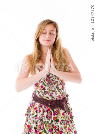 model isolated on plain background praying wishing model isolated on plain background praying wishing 12547270
