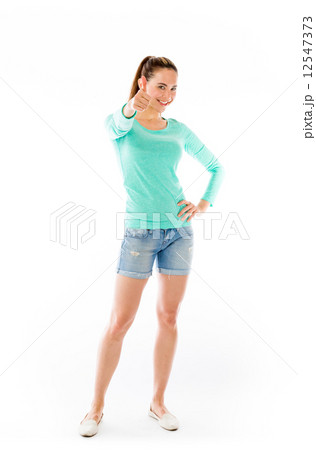 model isolated positive attitude thumbs up model isolated positive attitude thumbs up 12547373
