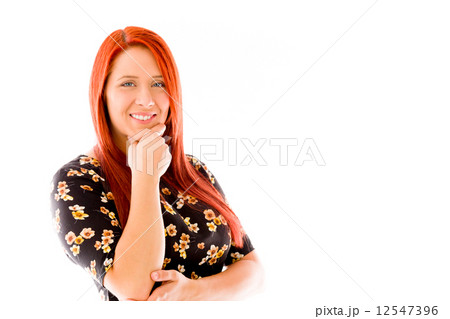 model isolated on plain background thinking model isolated on plain background thinking 12547396