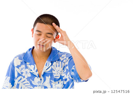 model isolated on plain background confused headache model isolated on plain background confused headache 12547516