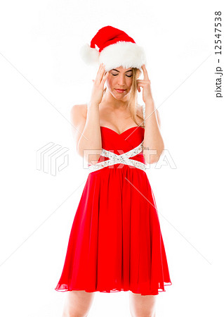 model isolated on plain background confused headache 12547538