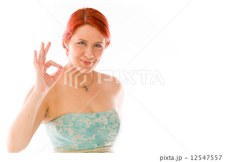 model isolated on plain background hand gesture ok sign model isolated on plain background hand gesture ok sign 12547557