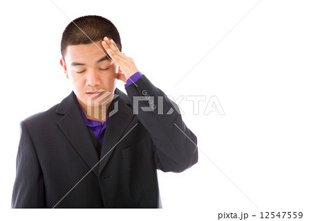 model isolated on plain background confused headache model isolated on plain background confused headache 12547559