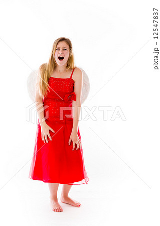 model isolated on plain background furious screaming 12547837
