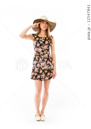 model isolated on plain background hand gesture gun 12547841
