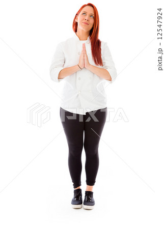 model isolated on plain background praying wishing 12547924