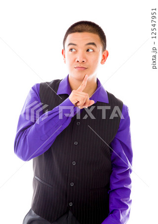 model isolated on plain background thinking 12547951