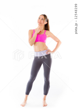model isolated on plain background thinking 12548199