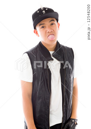model isolated on plain background face sticking tongue out model isolated on plain background face sticking tongue out 12548200