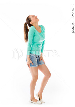 model isolated on white funny laughing model isolated on white funny laughing 12548295