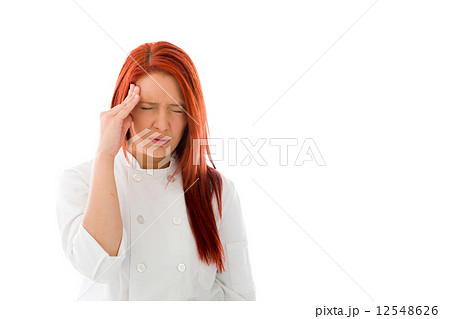 model isolated on plain background confused headache model isolated on plain background confused headache 12548626