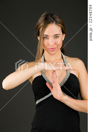 model isolated on plain background hand gesture break sign model isolated on plain background hand gesture break sign 12548704