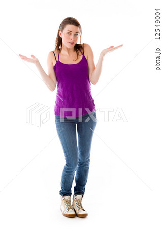 model isolated on plain background puzzled confused lost model isolated on plain background puzzled confused lost 12549004