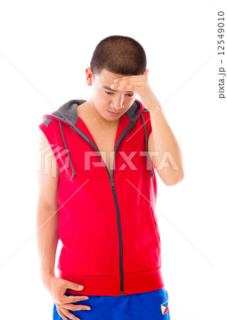 model isolated on plain background ashamed hiding face in hand model isolated on plain background ashamed hiding face in hand 12549010