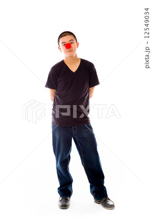 model isolated on white with clown red nose 12549034