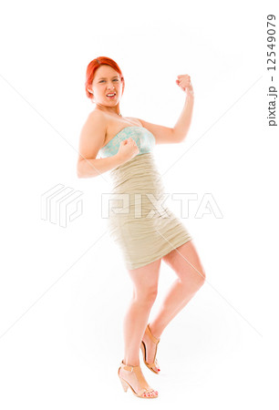 model isolated on plain background victory confident model isolated on plain background victory confident 12549079