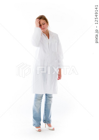 model isolated on plain background confused headache model isolated on plain background confused headache 12549141