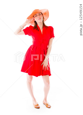 model isolated on plain background hand gesture gun 12549154