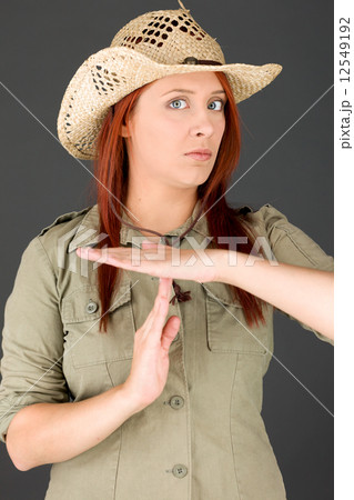 model isolated on plain background hand gesture break sign model isolated on plain background hand gesture break sign 12549192
