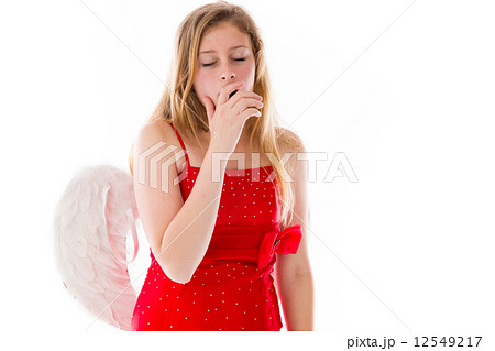 model isolated on plain background tired bored yawning model isolated on plain background tired bored yawning 12549217