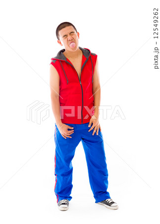 model isolated on plain background face sticking tongue out model isolated on plain background face sticking tongue out 12549262