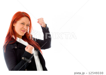 model isolated on plain background victory confident model isolated on plain background victory confident 12549330