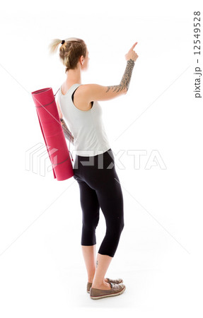 model isolated on plain background back pointing model isolated on plain background back pointing 12549528