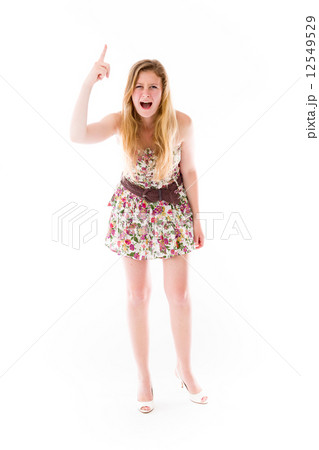 model isolated on plain background nagging scolding with finger model isolated on plain background nagging scolding with finger 12549529