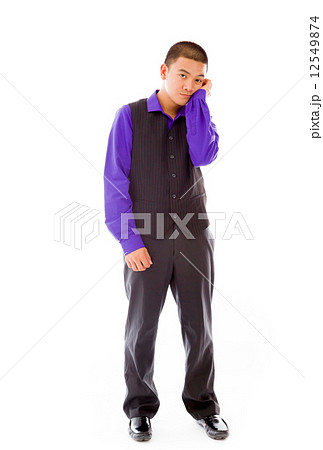model isolated on plain background bored upset 12549874