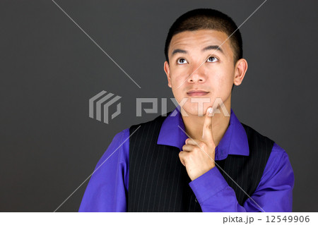 model isolated on plain background thinking 12549906