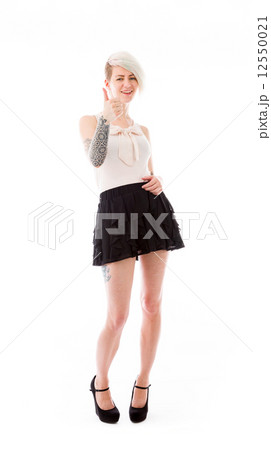 model isolated positive attitude thumbs up 12550021