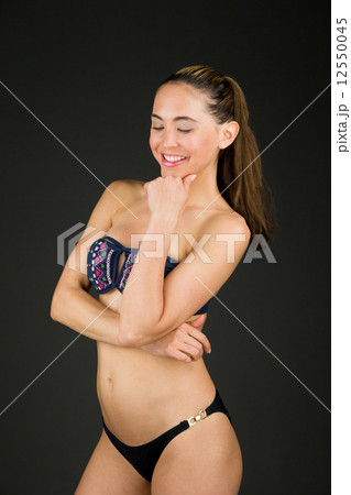 model isolated on plain background thinking model isolated on plain background thinking 12550045