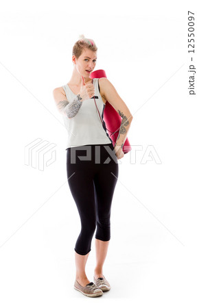 model isolated positive attitude thumbs up 12550097