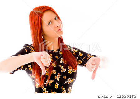 negative model showing thumbs down negative model showing thumbs down 12550185