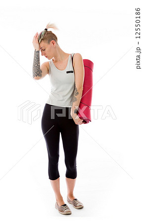 model isolated on plain background ashamed hiding face in hand model isolated on plain background ashamed hiding face in hand 12550186