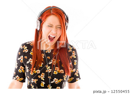 model isolated on plain background furious screaming model isolated on plain background furious screaming 12550455