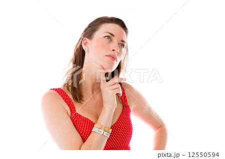 model isolated on plain background thinking model isolated on plain background thinking 12550594